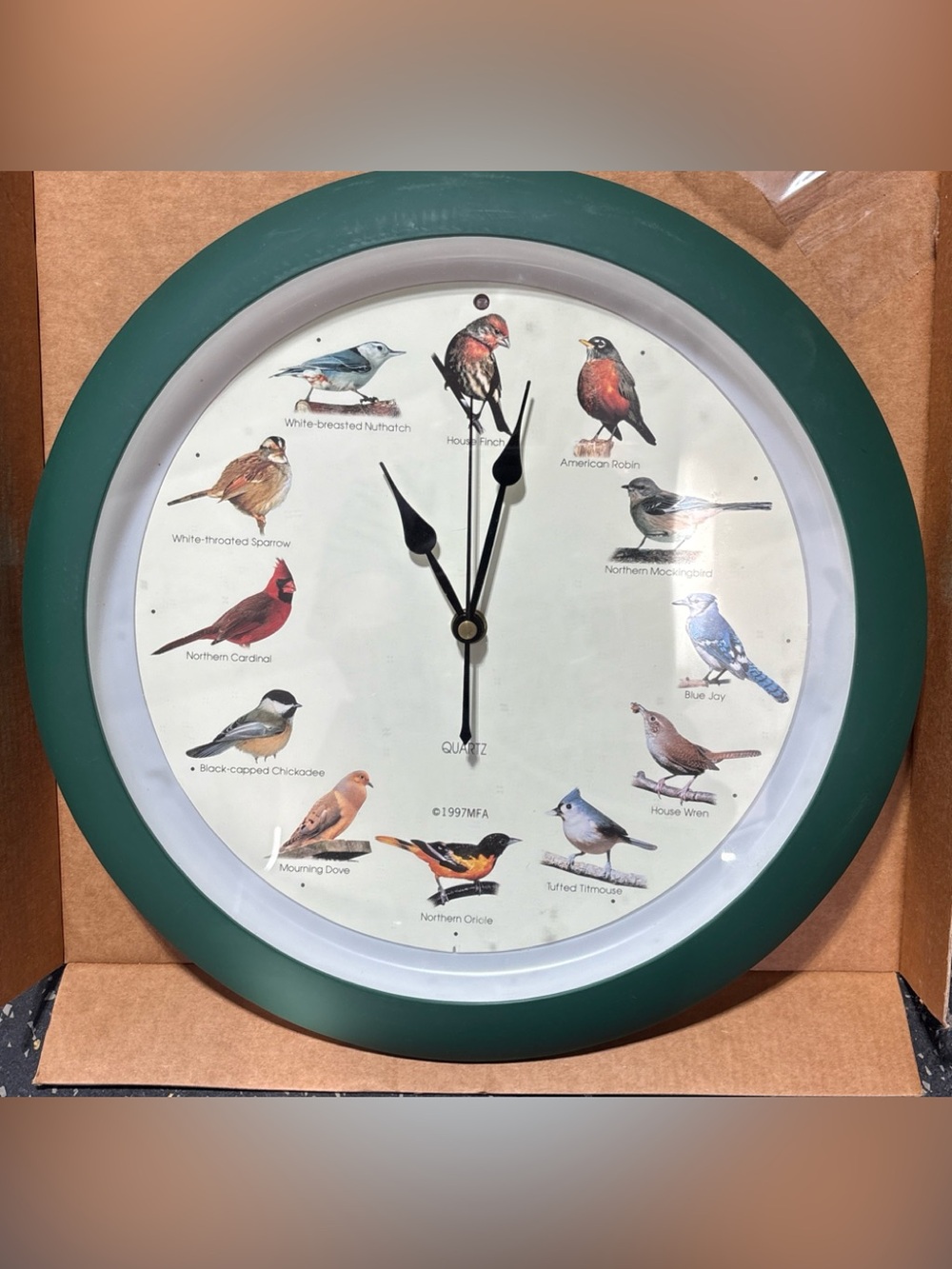 Vintage 1997 MFA Quarts 13” Singing Bird Wall Clock Works